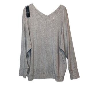 Felina Sporty Knit lounge Long Sleeve T-shirt, Lounge grey Medium $48